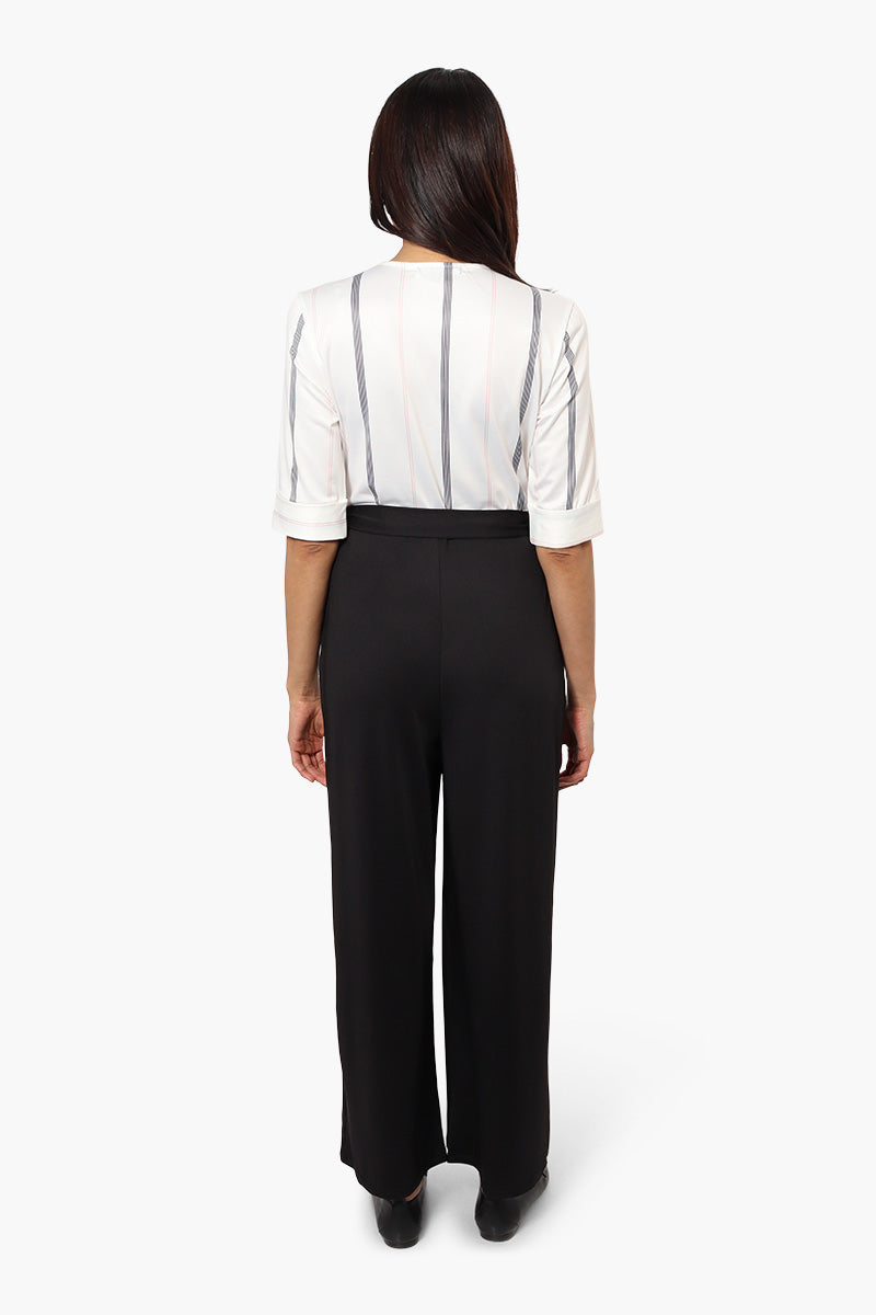 Beechers Brook Belted 3/4 Sleeve Jumpsuit - White - Womens Jumpsuits & Rompers - Fairweather