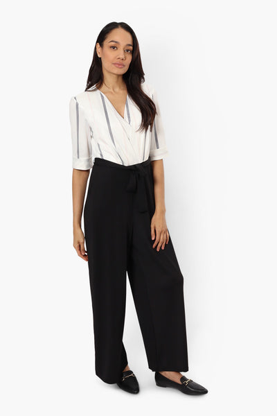 Beechers Brook Belted 3/4 Sleeve Jumpsuit - White - Womens Jumpsuits & Rompers - Fairweather