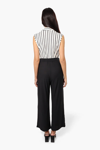 Limite Striped Belted Crossover Jumpsuit - White - Womens Jumpsuits & Rompers - Fairweather