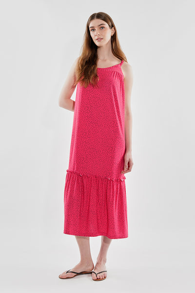 Beechers Brook Patterned Tiered Midi Dress - Pink