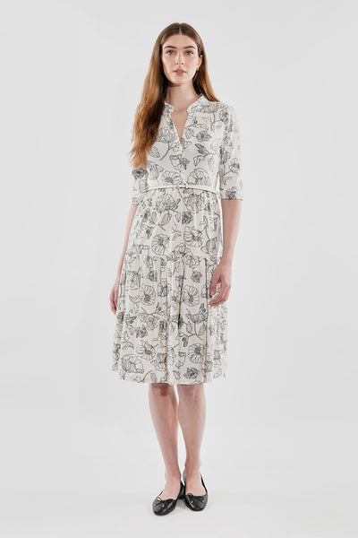 International INC Company Floral Tiered Henley Day Dress - Cream