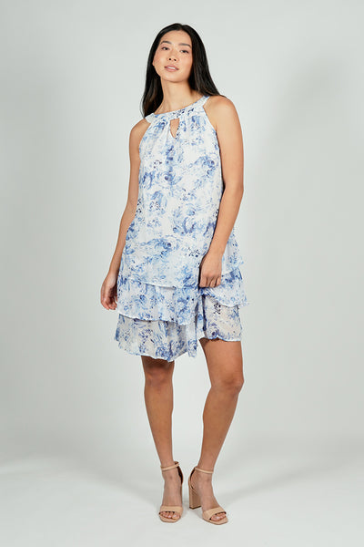Limite Floral Tiered Halter Neck Day Dress - White - Womens Day Dresses - Fairweather