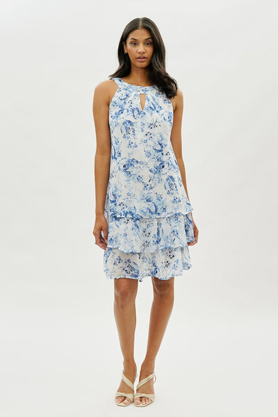 Limite Floral Tiered Halter Neck Cocktail Dress - White - Womens Cocktail Dresses - Fairweather