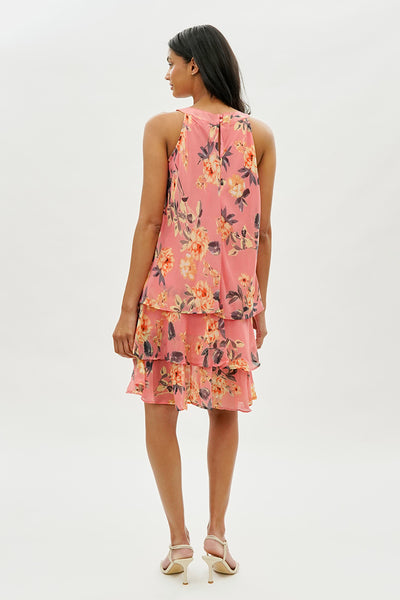 Limite Floral Tiered Halter Neck Cocktail Dress - Pink - Womens Cocktail Dresses - Fairweather