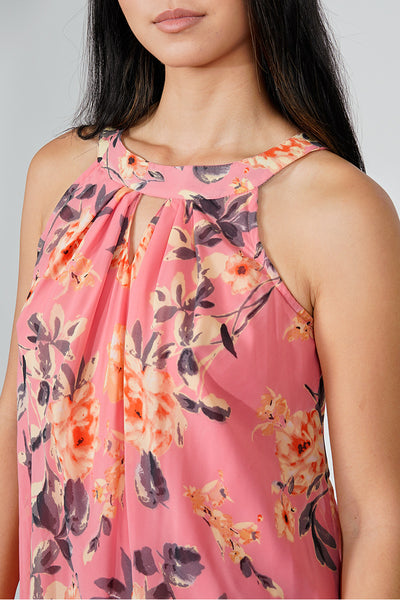 Limite Floral Tiered Halter Neck Day Dress - Pink - Womens Day Dresses - Fairweather