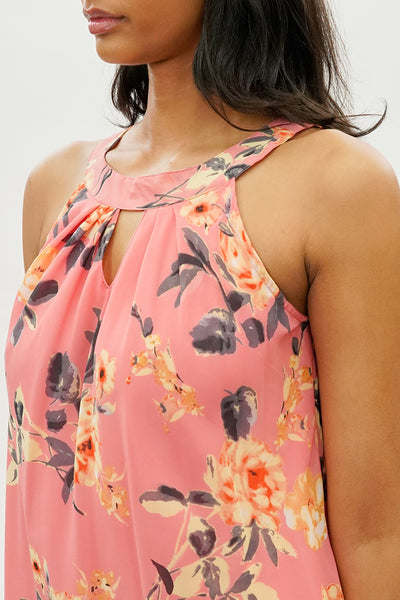 Limite Floral Tiered Halter Neck Cocktail Dress - Pink - Womens Cocktail Dresses - Fairweather
