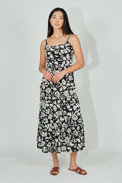 International INC Company Floral Tiered Maxi Dress - Black - Womens Maxi Dresses - Fairweather