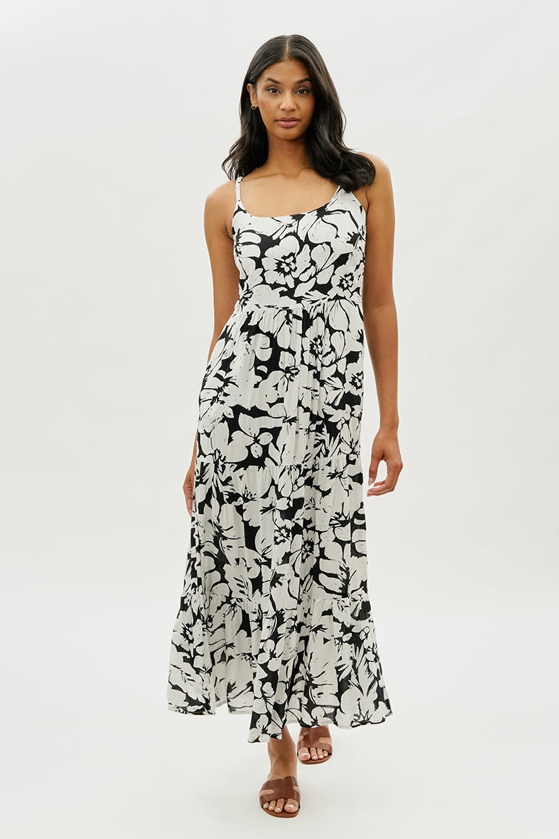 International INC Company Floral Tiered Maxi Dress - Black - Womens Maxi Dresses - Fairweather