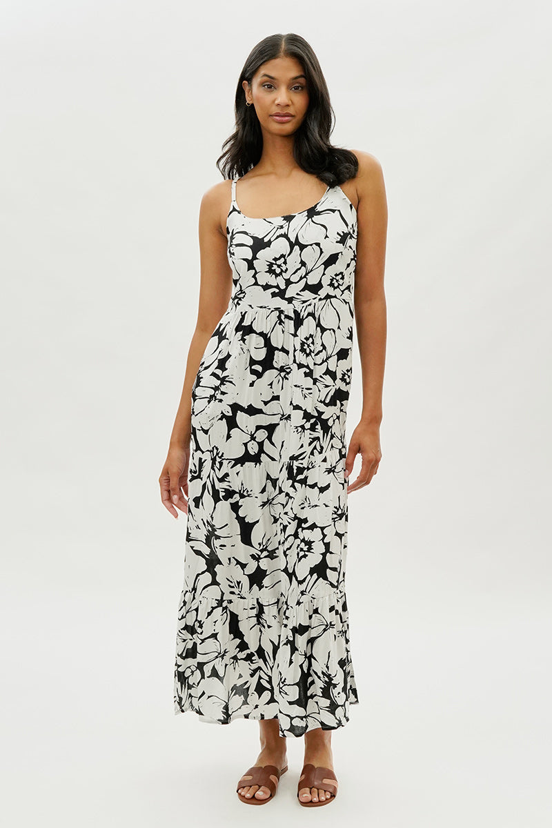 International INC Company Floral Tiered Maxi Dress - Black - Womens Maxi Dresses - Fairweather
