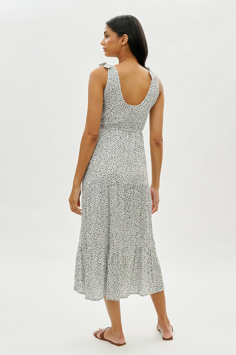 Limite Floral Tiered Shoulder Tie Maxi Dress - White - Womens Maxi Dresses - Fairweather