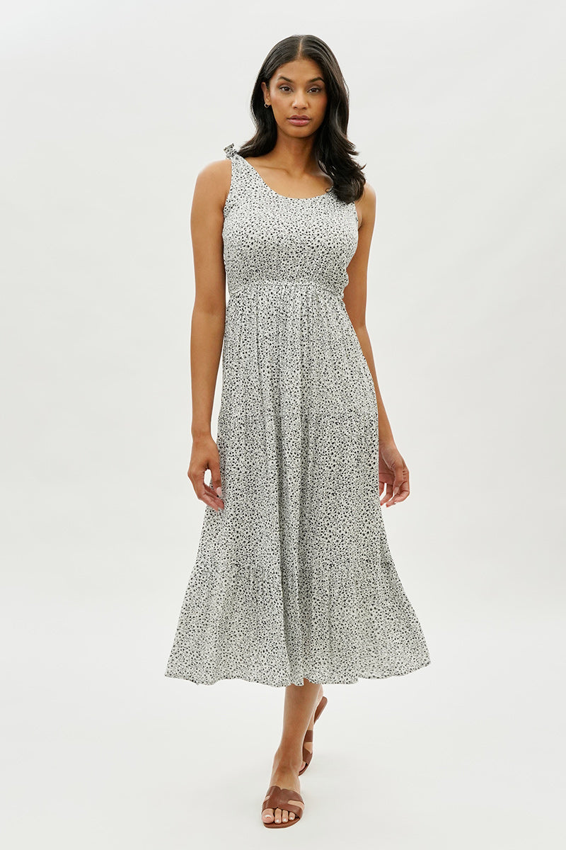 Limite Floral Tiered Shoulder Tie Maxi Dress - White - Womens Maxi Dresses - Fairweather