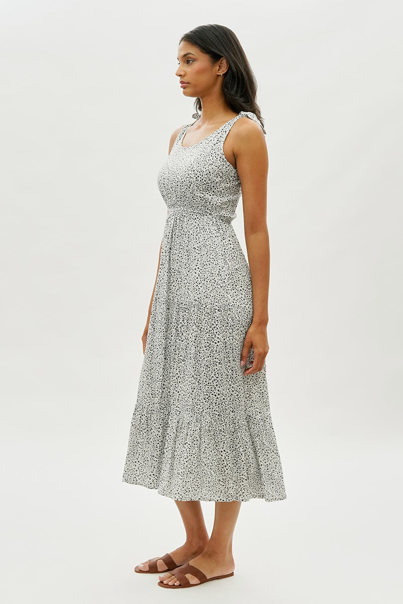Limite Floral Tiered Shoulder Tie Maxi Dress - White - Womens Maxi Dresses - Fairweather