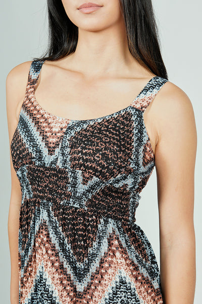 Limite Geometric Print Smocked Waist Maxi Dress - Black - Womens Maxi Dresses - Fairweather