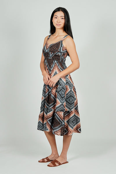 Limite Geometric Print Smocked Waist Maxi Dress - Black - Womens Maxi Dresses - Fairweather