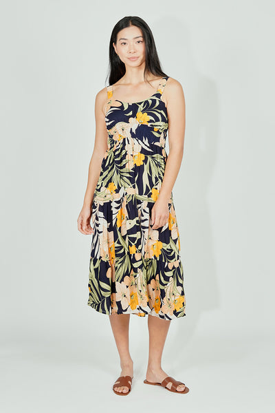 Limite Floral Smocked Waist Maxi Dress - Navy - Womens Maxi Dresses - Fairweather