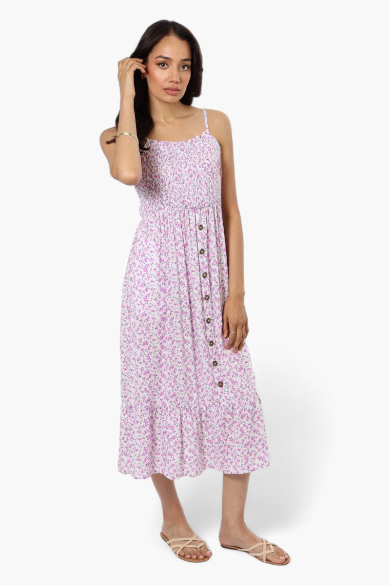 Limite Floral Smocked Top Maxi Dress - Purple - Womens Maxi Dresses - Fairweather