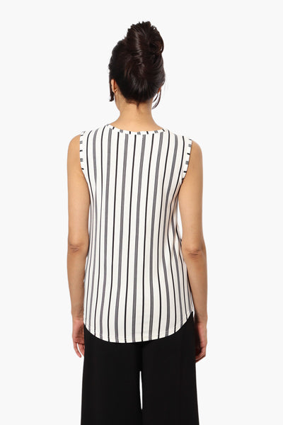International INC Company Striped Front Zip Tank Top - White - Womens Tees & Tank Tops - Fairweather