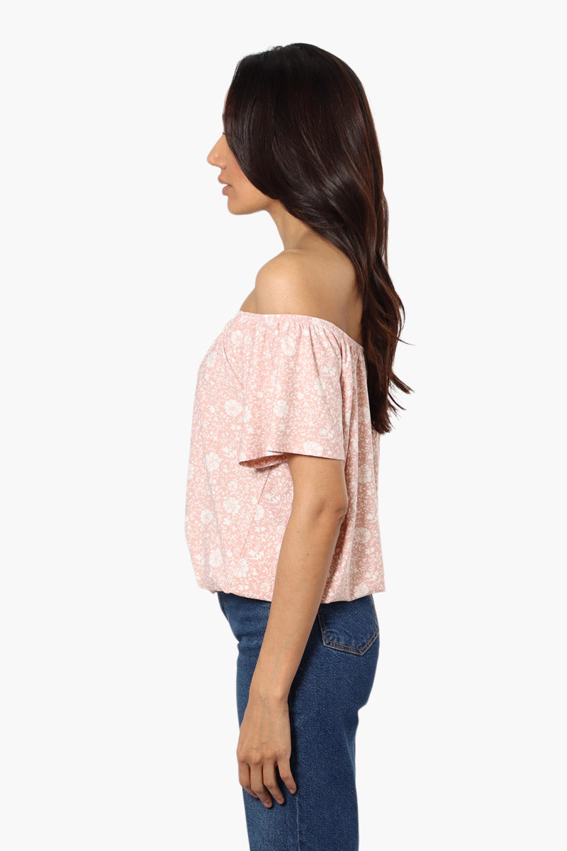 International INC Company Floral Placket Off Shoulder Blouse - Pink - Womens Shirts & Blouses - Fairweather