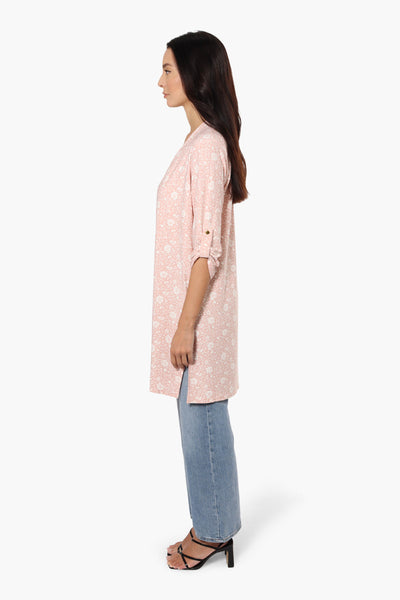 International INC Company Floral Roll Up Sleeve Cardigan - Pink - Womens Cardigans - Fairweather