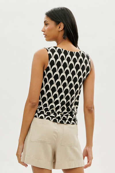 Beechers Brook Patterned Cowl Neck Tank Top - Black - Womens Tees & Tank Tops - Fairweather