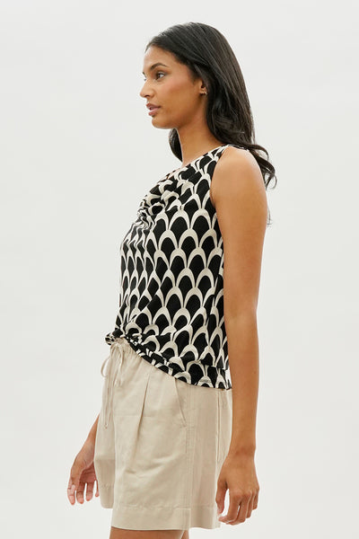 Beechers Brook Patterned Cowl Neck Tank Top - Black - Womens Tees & Tank Tops - Fairweather