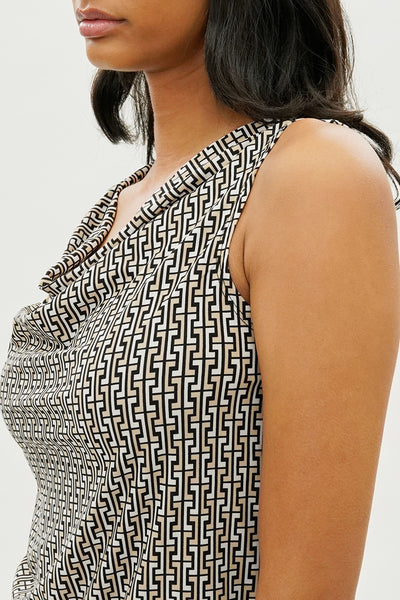 Beechers Brook Patterned Cowl Neck Tank Top - Black - Womens Tees & Tank Tops - Fairweather
