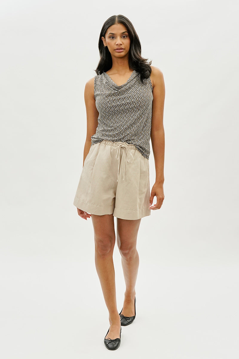 Beechers Brook Patterned Cowl Neck Tank Top - Black - Womens Tees & Tank Tops - Fairweather