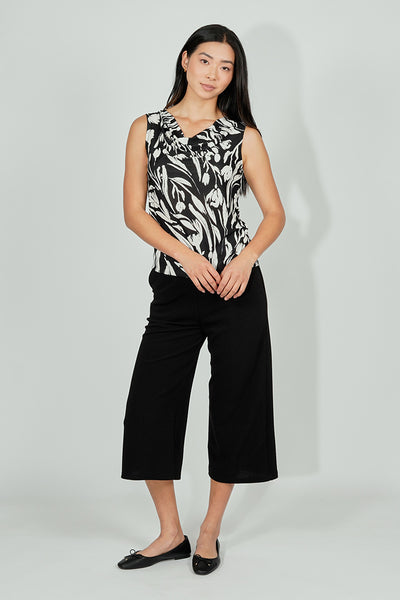 Beechers Brook Floral Cowl Neck Tank Top - Black - Womens Tees & Tank Tops - Fairweather