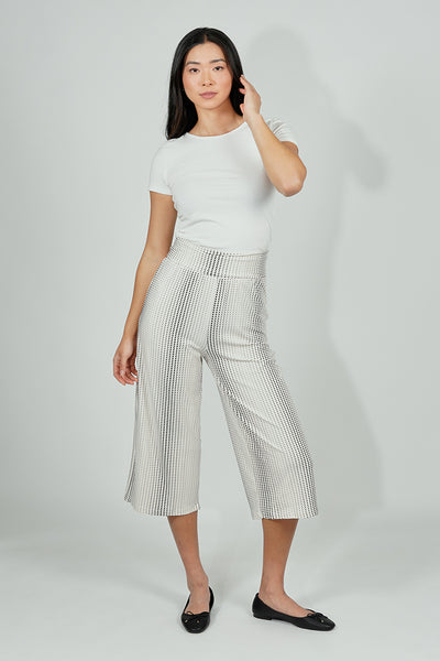 Beechers Brook Dotted Pattern Fold Over Cropped Pants - White - Womens Pants - Fairweather