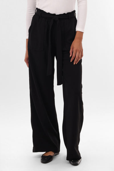 International INC Company Belted Wide Leg Pants - Black - Womens Pants - Fairweather