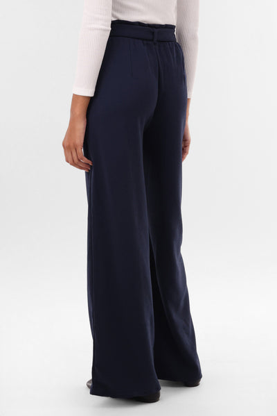International INC Company Belted Wide Leg Pants - Navy - Womens Pants - Fairweather
