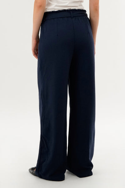 International INC Company Belted Wide Leg Pants - Navy - Womens Pants - Fairweather