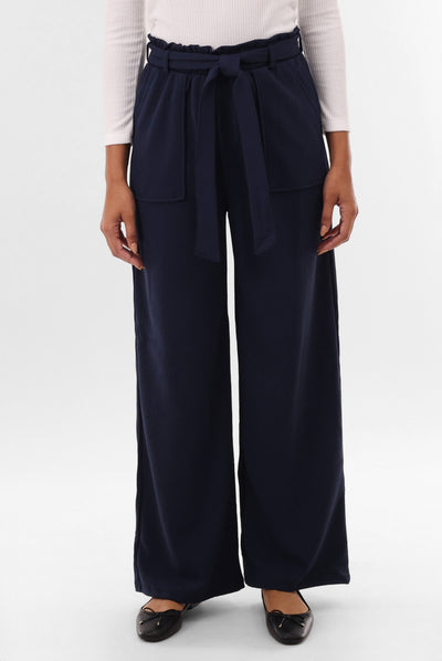 International INC Company Belted Wide Leg Pants - Navy - Womens Pants - Fairweather