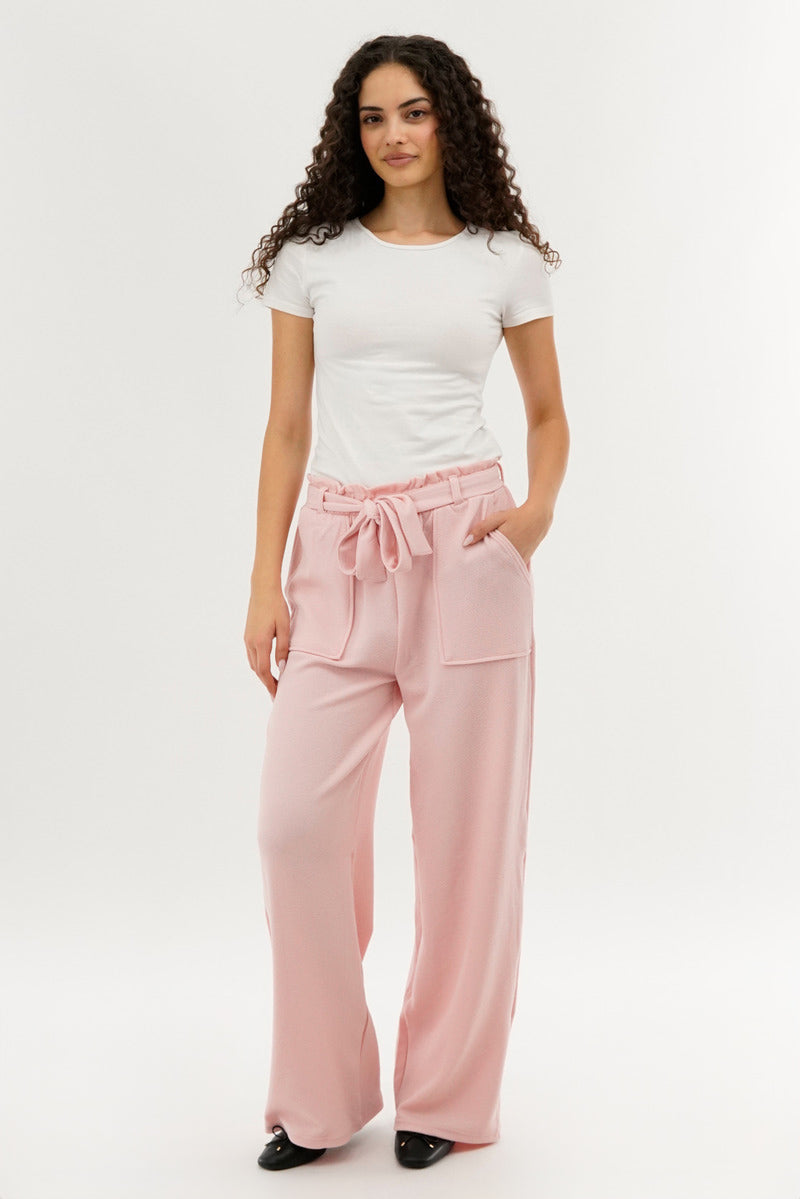 International INC Company Belted Wide Leg Pants - Pink - Womens Pants - Fairweather