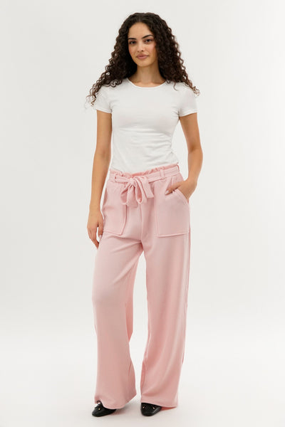 International INC Company Belted Wide Leg Pants - Pink - Womens Pants - Fairweather