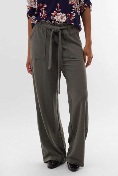 International INC Company Belted Wide Leg Pants - Olive - Womens Pants - Fairweather