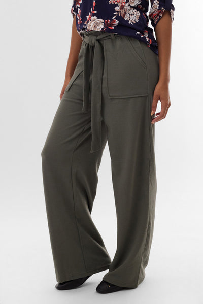 International INC Company Belted Wide Leg Pants - Olive - Womens Pants - Fairweather