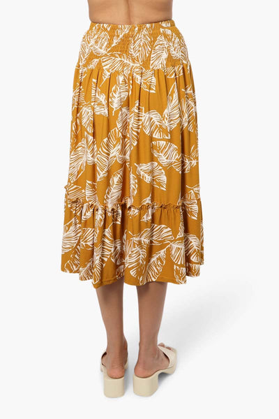 Beechers Brook Floral Smock Waist Midi Skirt - Mustard - Womens Skirts - Fairweather