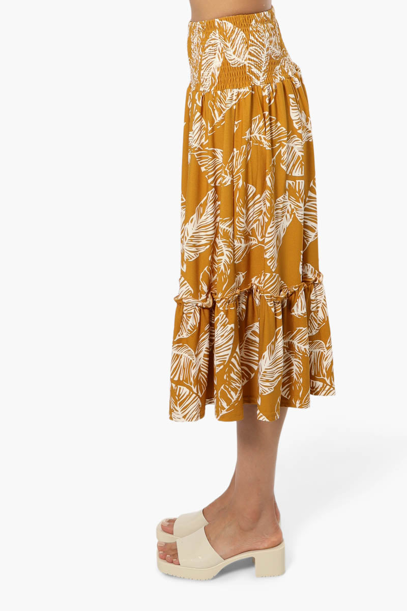 Beechers Brook Floral Smock Waist Midi Skirt - Mustard - Womens Skirts - Fairweather