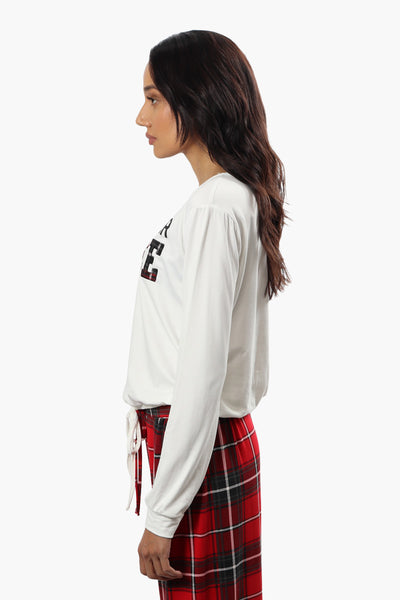 Canada Weather Gear Coffee Print Pajama Top - White - Womens Pajamas - Fairweather