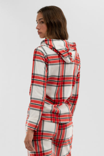 Canada Weather Gear Plaid Hooded Pajama Top - White - Womens Pajamas - Fairweather