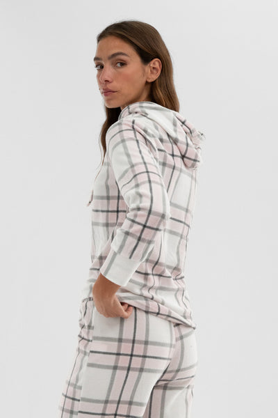 Canada Weather Gear Plaid Hooded Pajama Top - Blush - Womens Pajamas - Fairweather