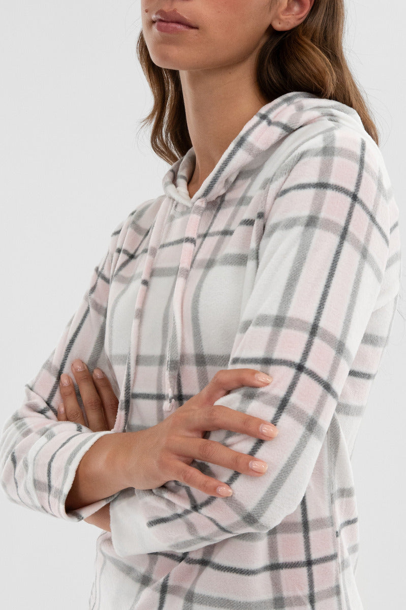 Canada Weather Gear Plaid Hooded Pajama Top - Blush - Womens Pajamas - Fairweather