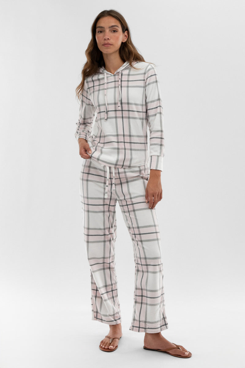 Canada Weather Gear Plaid Hooded Pajama Top - Blush - Womens Pajamas - Fairweather