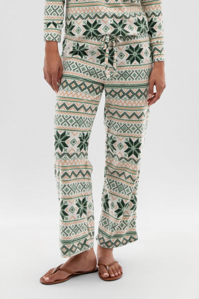 Canada Weather Gear Festive Print Wide Leg Pajama Pants - White - Womens Pajamas - Fairweather