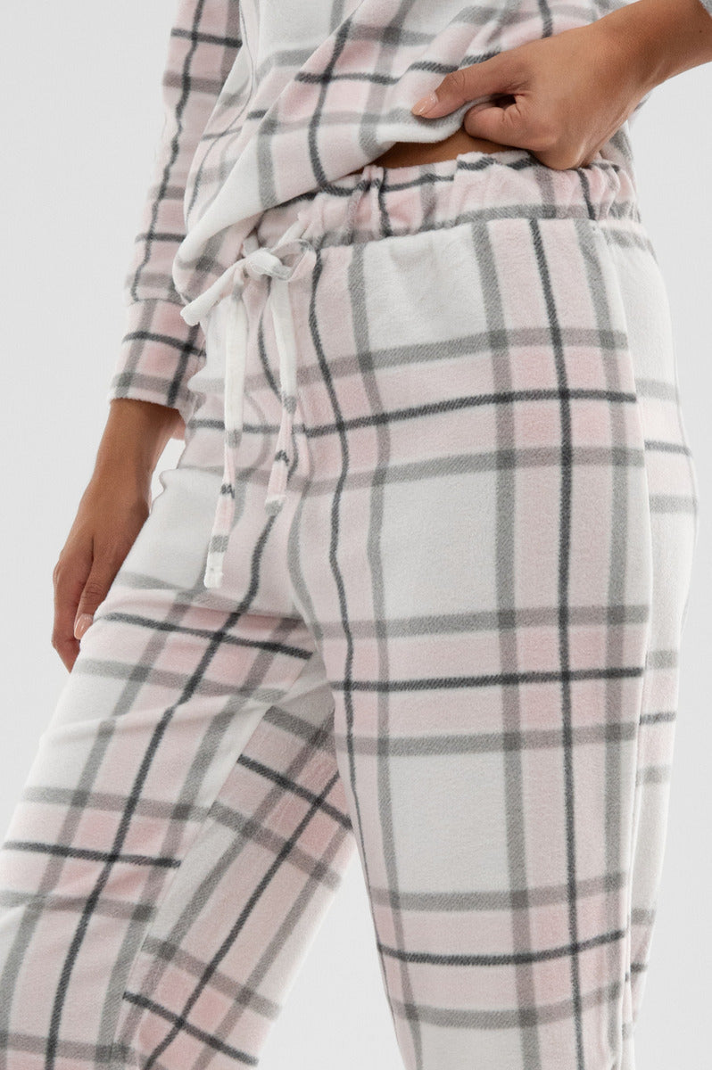 Canada Weather Gear Plaid Wide Leg Pajama Pants - Blush - Womens Pajamas - Fairweather