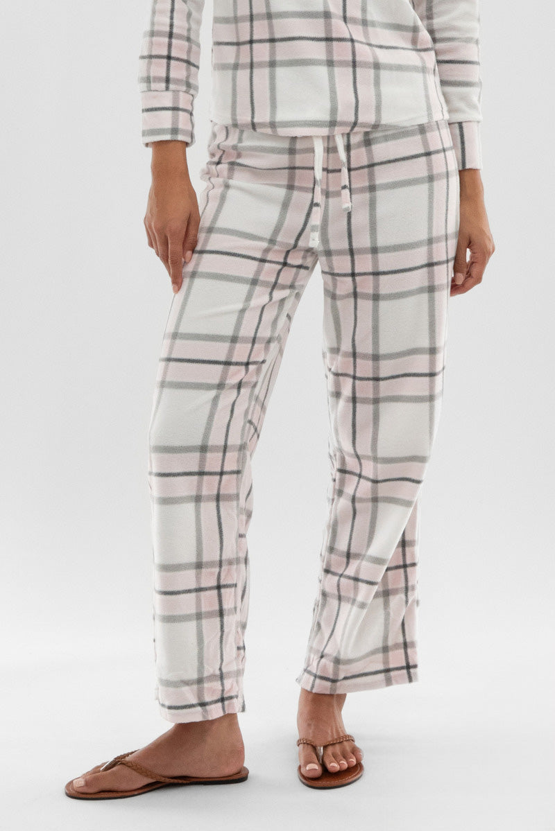 Canada Weather Gear Plaid Wide Leg Pajama Pants - Blush - Womens Pajamas - Fairweather