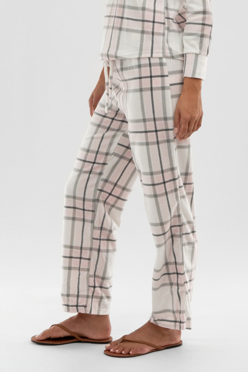 Canada Weather Gear Plaid Wide Leg Pajama Pants - Blush - Womens Pajamas - Fairweather