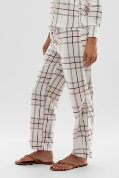 Canada Weather Gear Plaid Wide Leg Pajama Pants - Blush - Womens Pajamas - Fairweather