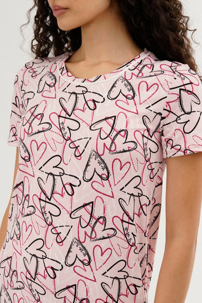 Canada Weather Gear Heart Pattern Tunic Pajama Top - Pink - Womens Pajamas - Fairweather